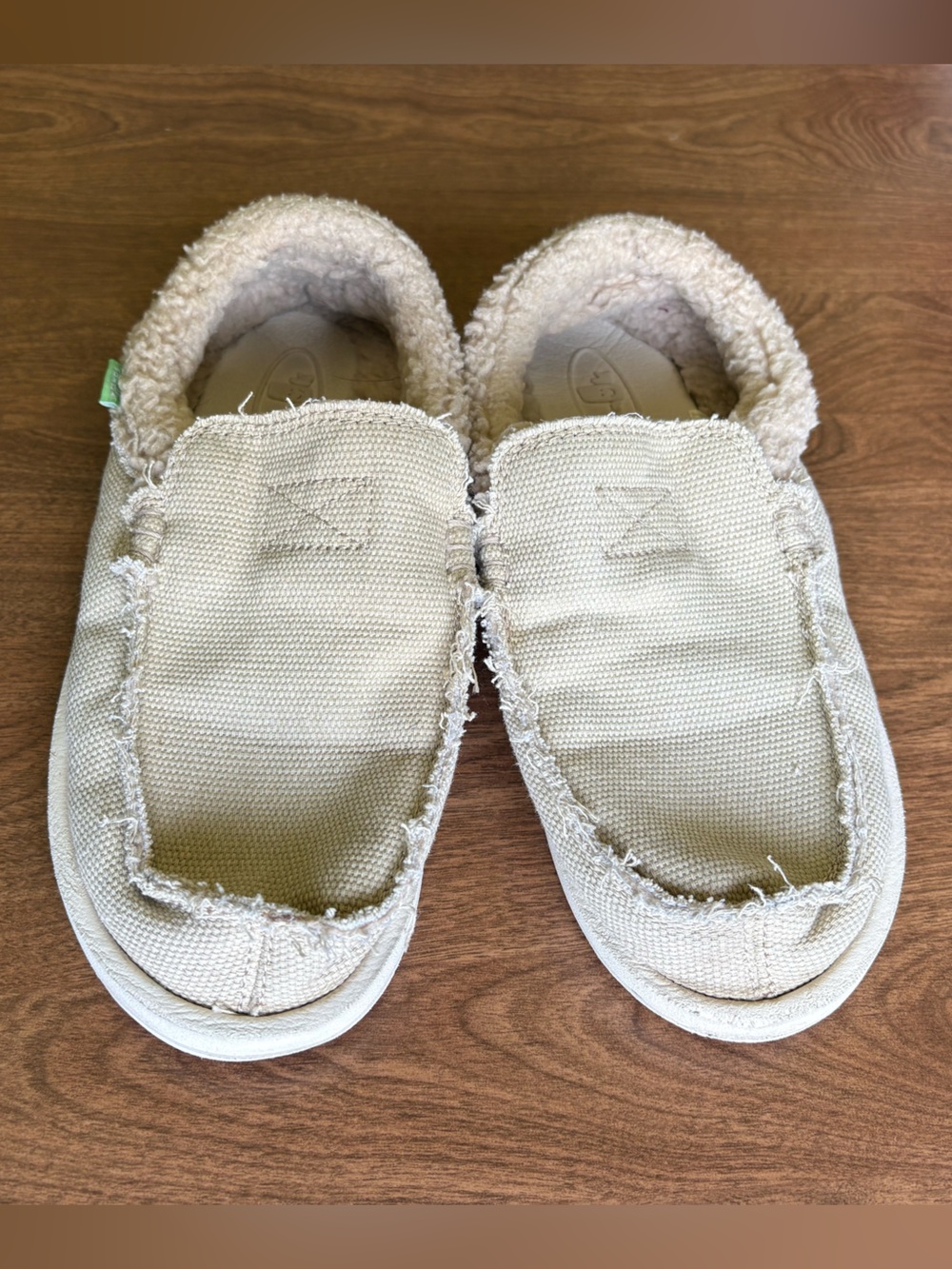 Sanuk Kids Beige Cozy Slip-Ons with Sherpa Lining